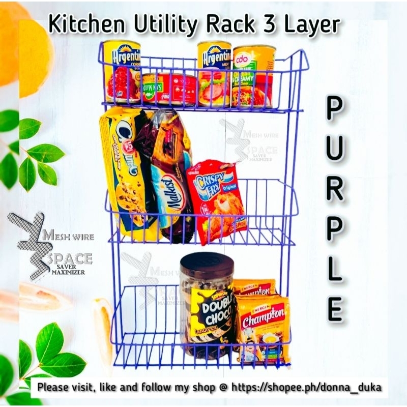 Kitchen Utility Rack Purple 3Layer/2Layer | Shopee Philippines