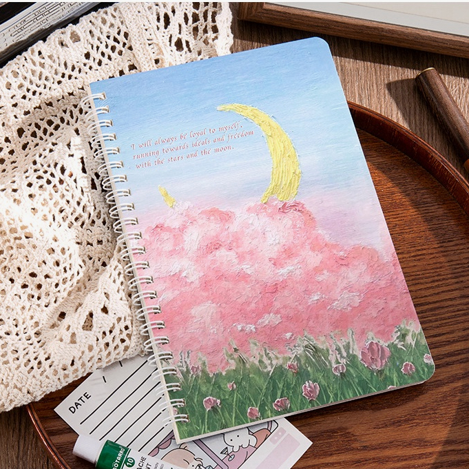 60Sheets 1PC Oil Paintings Spring Notebook A5 Landscape Notepad School ...