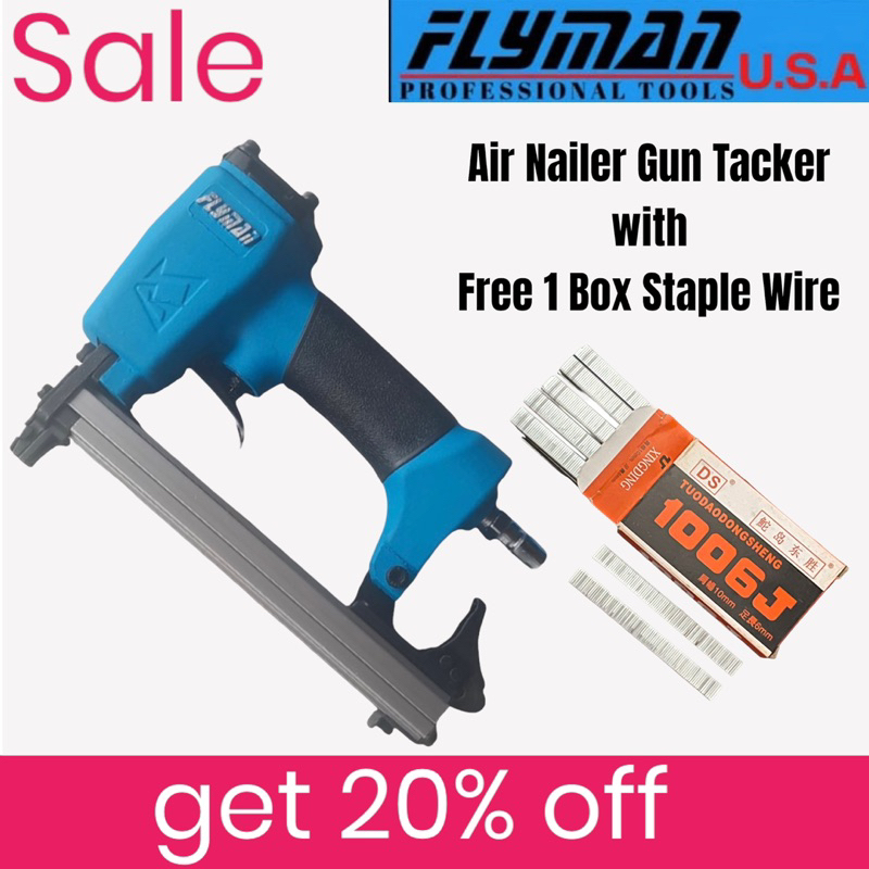 Air Nailer Gun Tacker Flyman USA Original with Staple Wire | Shopee ...
