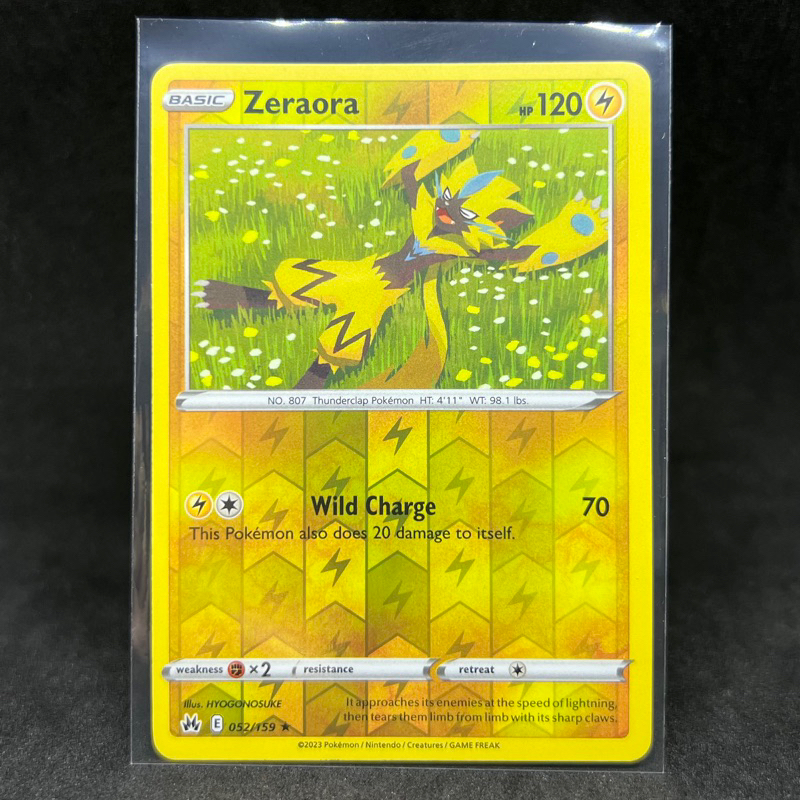 Pokemon TCG Zeraora Reverse Holo Rare 052/159 2023 Sword & Shield Crown