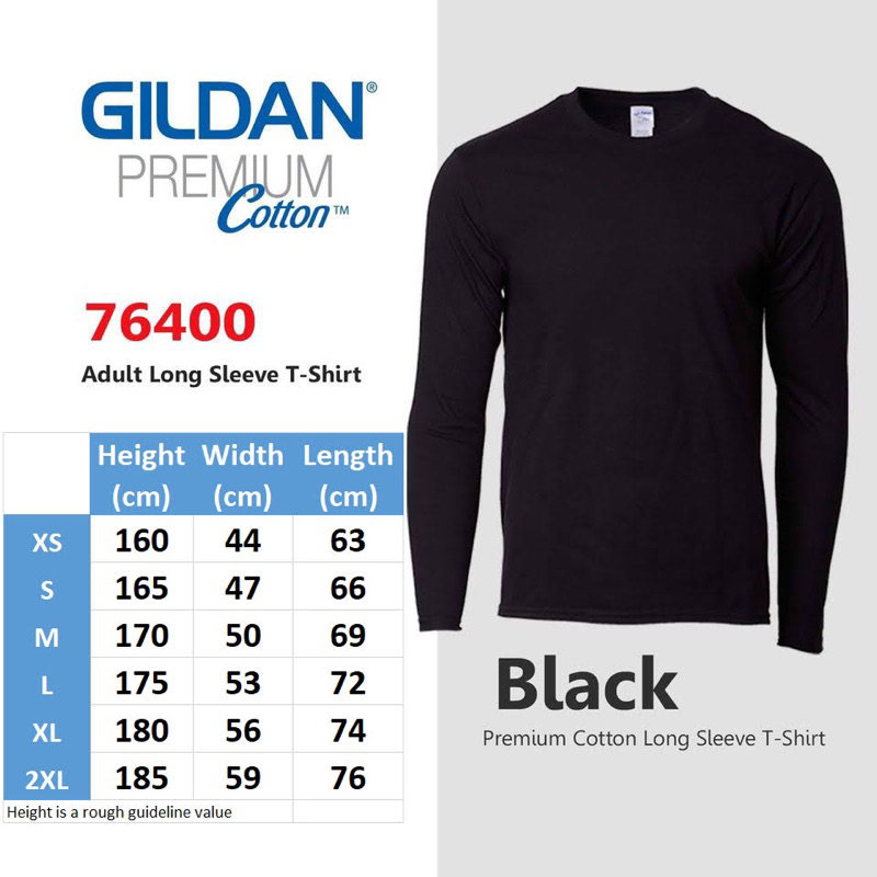 Gildan 76400 Premium Cotton Adult Long Sleeve T Shirt Black Shopee