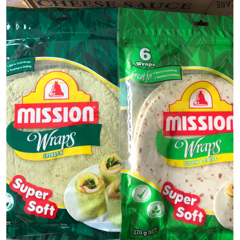 Wraps Spinach / Onion & Chives By Mission 270g Super Soft Shopee