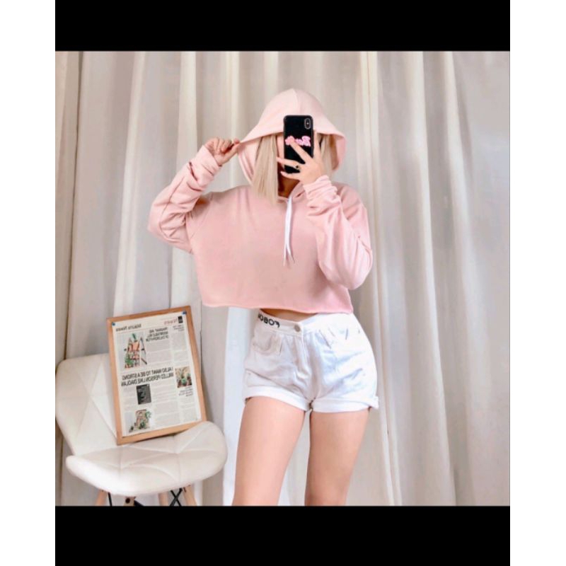 hoody jacket crop top plain.teens fit small med.body Shopee Philippines