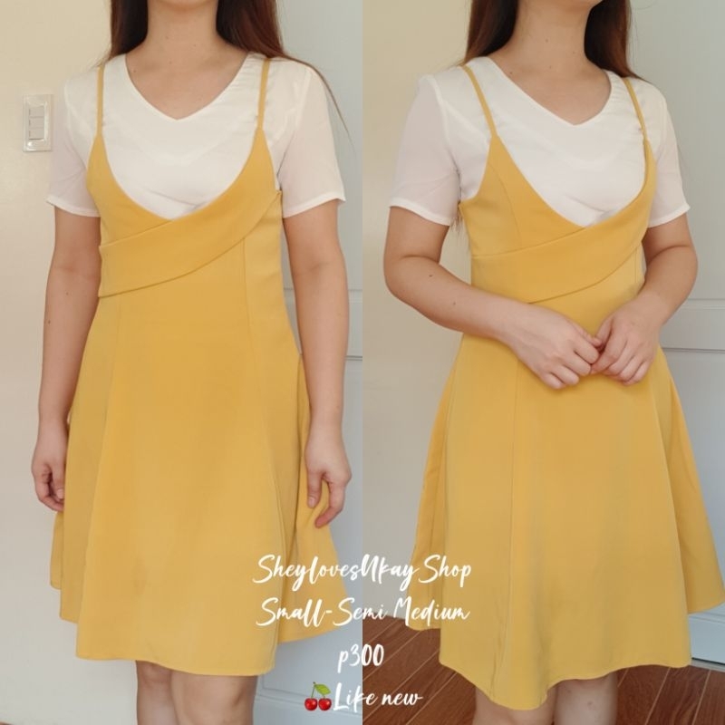 Mustard Yellow Jumper Dress With inner attach(Ukay/Preloved) Shopee