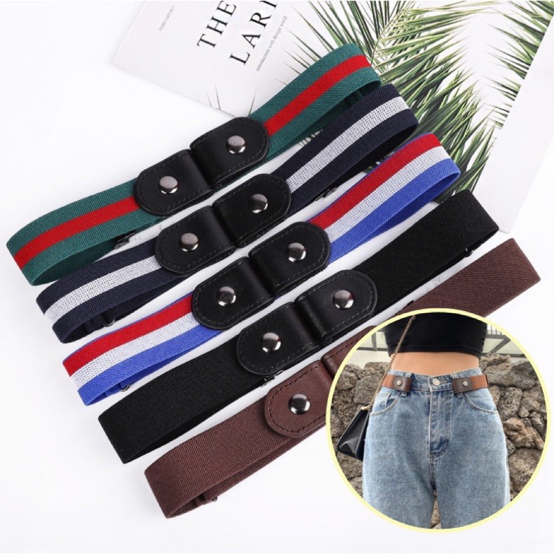 Women Canvas Belt Lazy Invisible Belt Women No Trace Jeans Wild Elastic ...