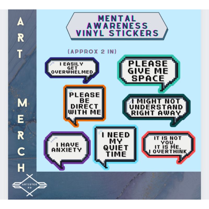 ARTISTEK PH VINYL STICKERS SET 3 (Mental Awareness Full set 6pcs ...