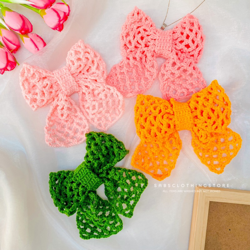 Handmade Crochet Ribbon Hair Tie | Shopee Philippines