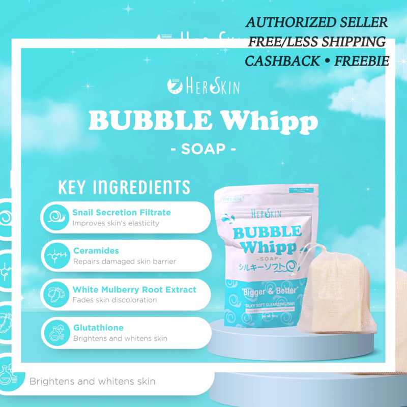 NEW HER SKIN Bubble Whipp Soap Single (1pc) or Box (2pcs) Face & Body ...