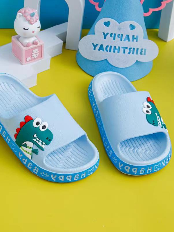 【ZLACK】Cute Dinosaur Cartoon Design Nonslip safety Yeezy Slides Sandals For Kids Shopee