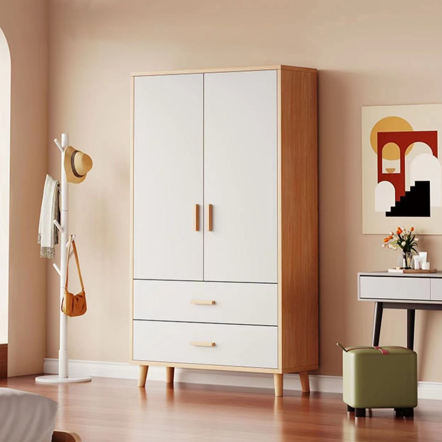 Home wardrobe bedroom wardrobe wooden leg storage Shopee