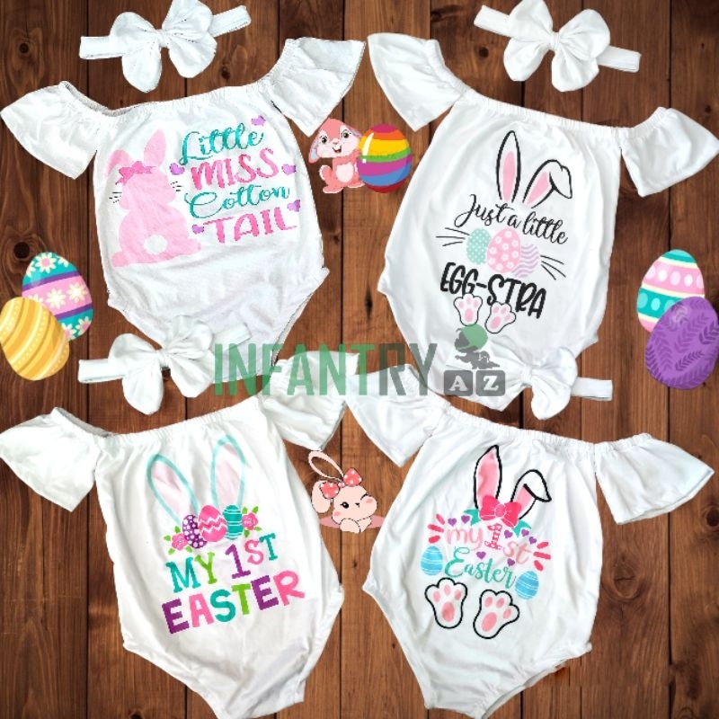 Baby Girl Easter Egg Bunny Romper w/ Turban 3m-12m Baby Outfit ootd My ...