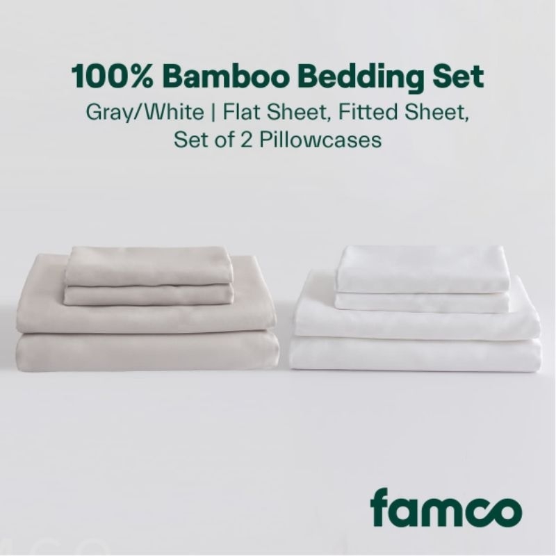Famco 100 Bamboo Bedding Set, 4Piece, 300 TC, EcoFriendly