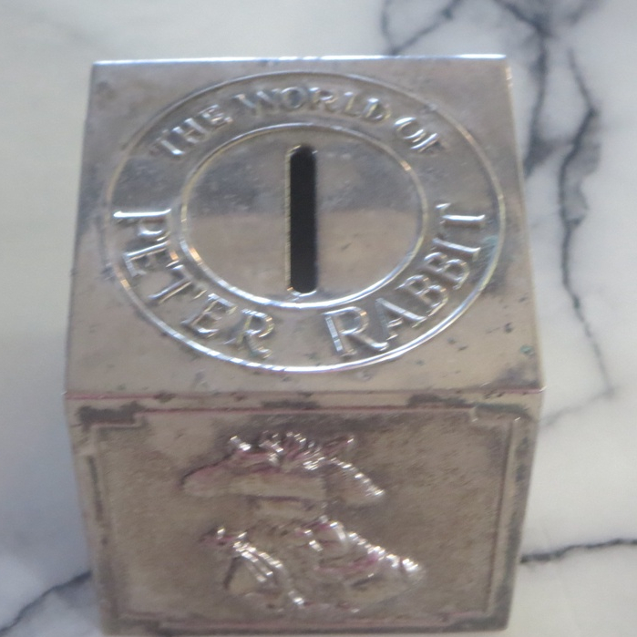 Vintage 1950 World of Peter Rabbit Square Cube Change Coin Bank by F ...