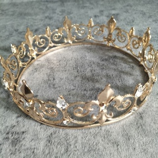 Baroque Royal Crown Men's Metal Prince Hair Crown Full Circle