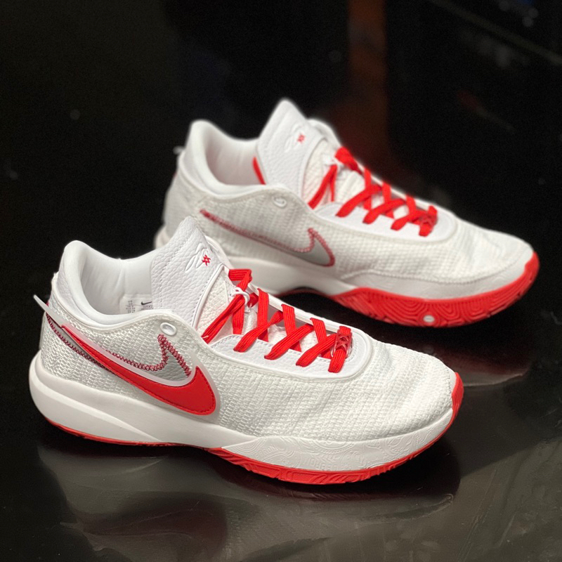 Lebron red and white clearance shoes