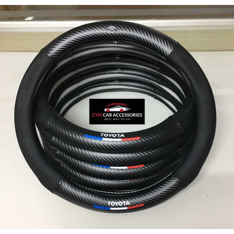 Toyota Leather Carbon Fiber Steering Wheel Cover Wigo, Vios, Altis