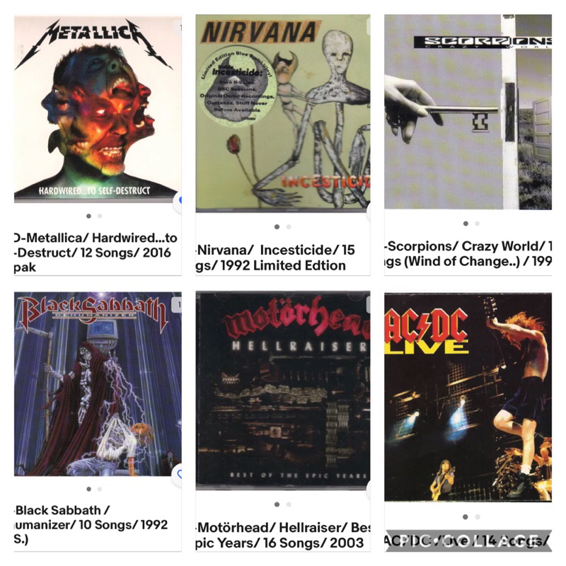 METALLICA, AC/DC, BLACK SABBATH, SCORPIONS, NIRVANA & MOTORHEAD ALBUM ...
