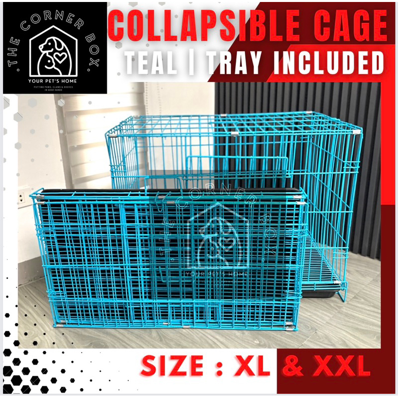 COLLAPSIBLE PET CAGE TEAL XL XXL FOLDABLE CRATE DOG CAT RABBIT DOG CAGE