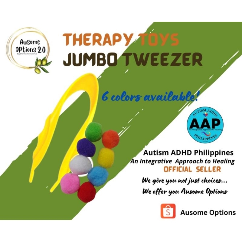 Jumbo Tweezers Therapy Toys for Fine Motor Skills Available in 6 Colors