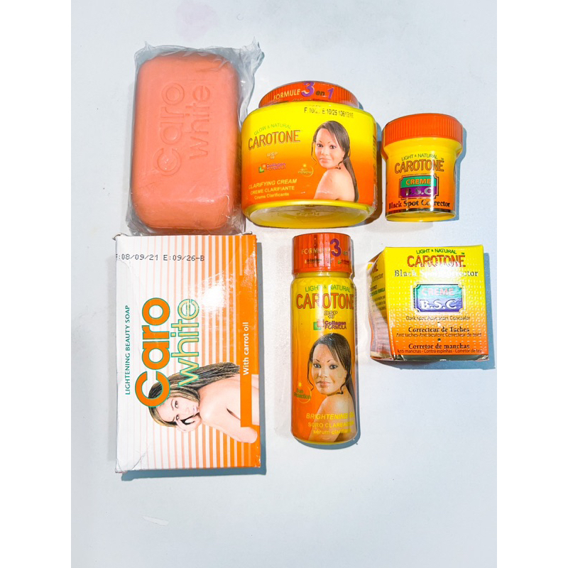 carotone body cream, soap, serum, oil and black spot corrector 4in1