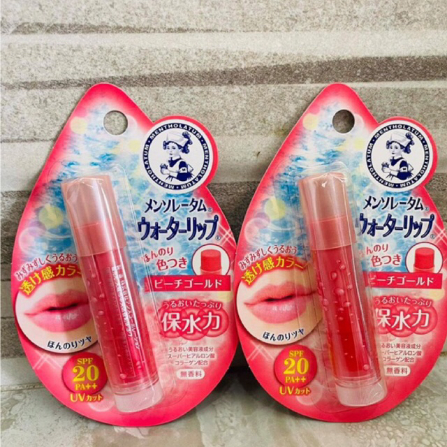 Japan🇯🇵 RHOTO Mentholatum Water Lip Balm With SPF20 PA 4.5g Peach Gold ...