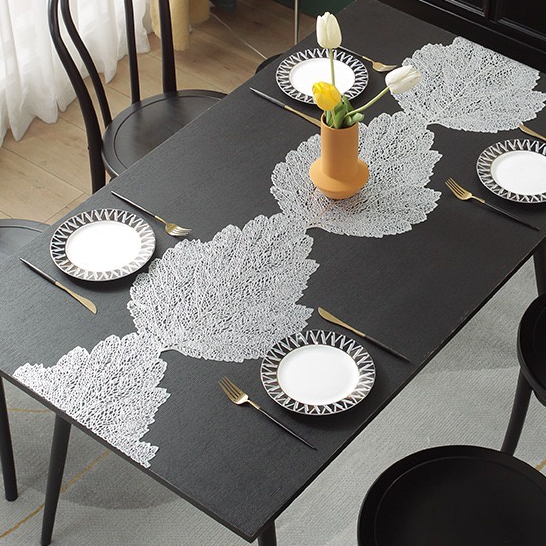 Table Runner 6 seater Placemat Leaf PVC Table Runner Waterproof Hotel ...