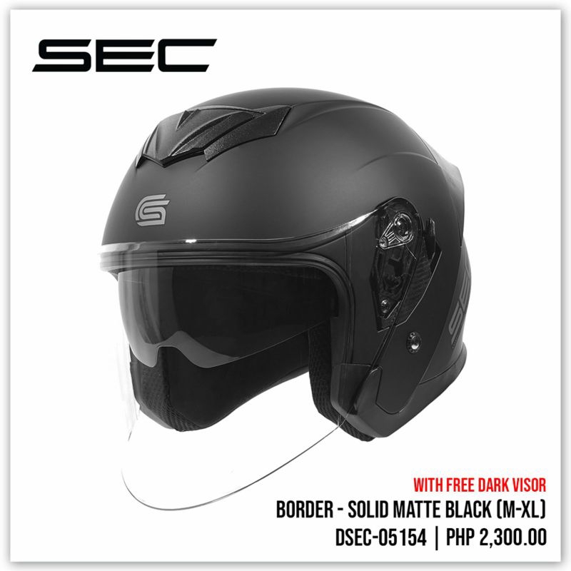 SEC Border dual visor half face helmet Free lens | Shopee Philippines