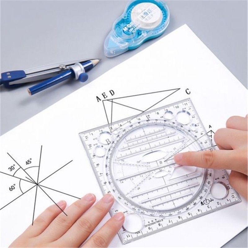 12*12cm Geometric Drawing Ruler Rotatable Ellipse ruler Triangle ...