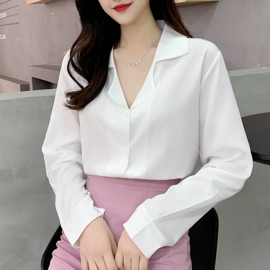 Korean style summer new women's clothing Polo collar chiffon shirt ...