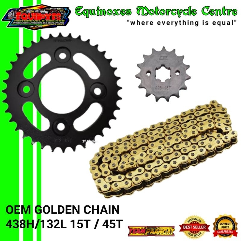 SUZUKI GIXXER CHAIN SET 428H/132L GOLD (TMX XRM WAVE SPROCKET) Shopee