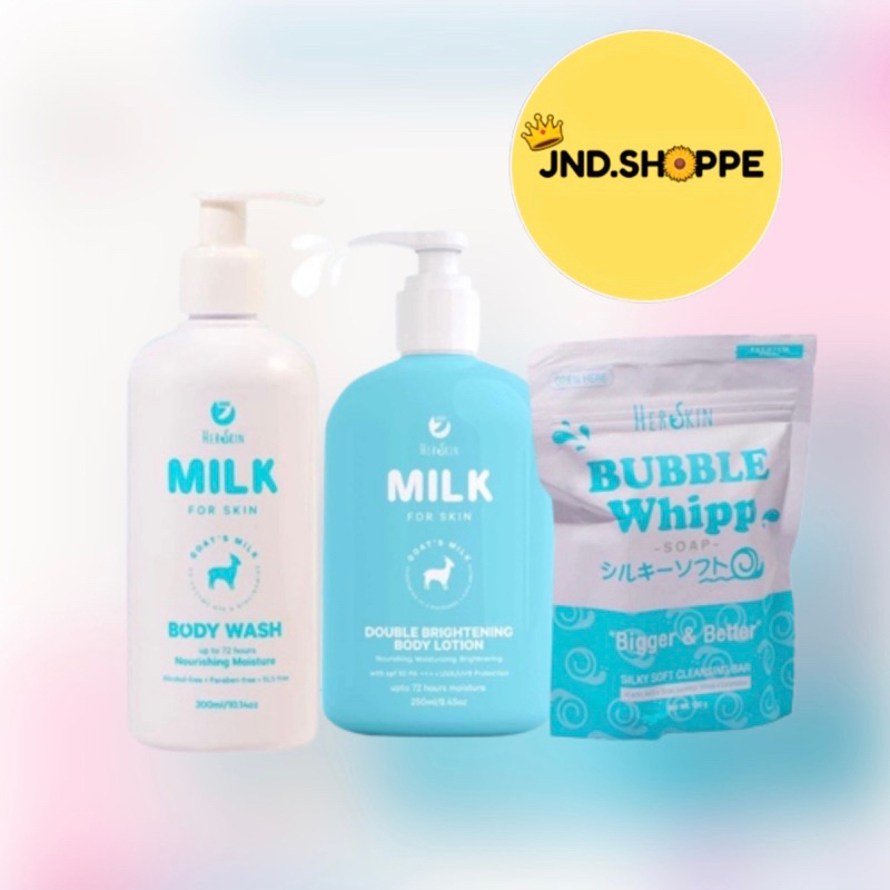 Her Skin Premium Kojic Collagen Facial Soap / BUBBLE WHIPP SOAP / MILK & BODY LOTION Shopee