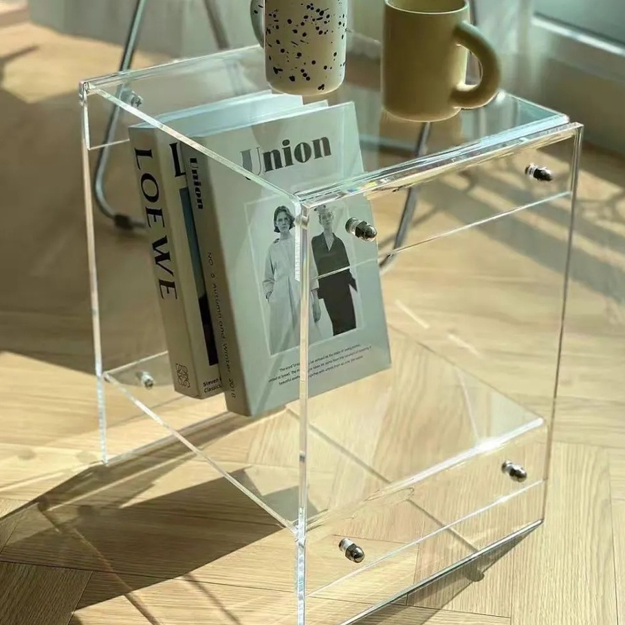 Acrylic simple side table transparent ins bedroom bedside table Nordic