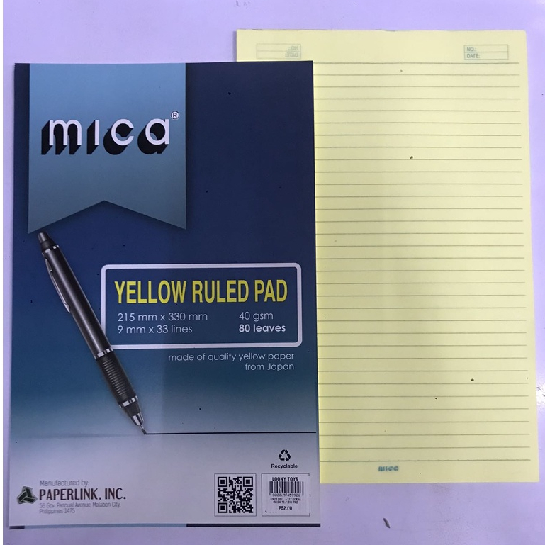 Pad Paper Grade 1, 2, 3, intermediate, yellow pad paper (1 pad only) mica and easy write