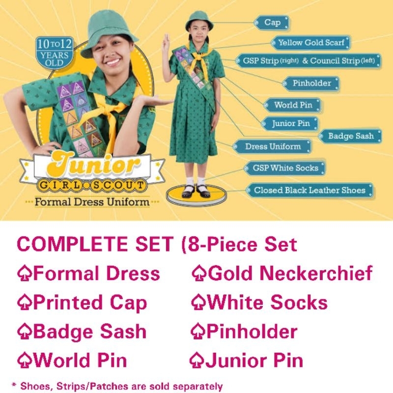 SET GSP COMPLETE JUNIOR SCOUT UNIFORM/GIRLS/GRADE 46 COMPLETE UNIFORM