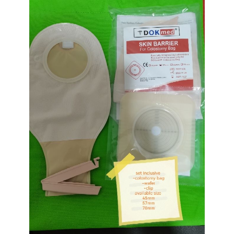 DOKmed® COLOSTOMY SET -BAG ,CLIP AND WAFLE size available 45mm57mm70mm ...