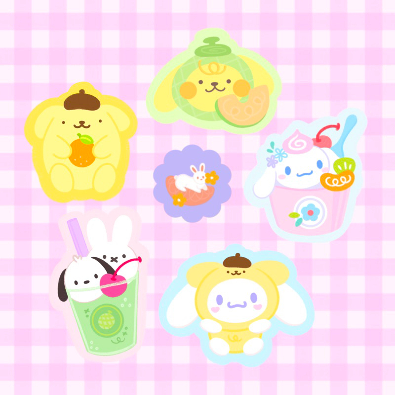 Plushie Desserts II (sanriocore) Waterproof Vinyl Stickers pomelo