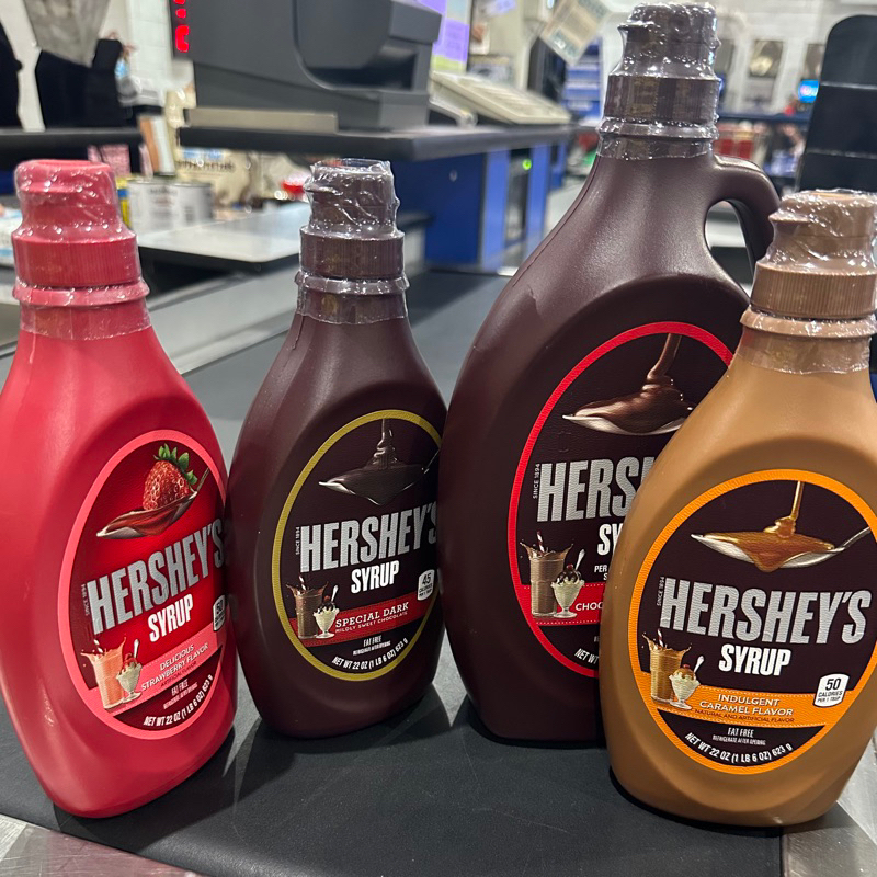 Hershey's Chocolate Syrup, Strawberry, Caramel Syrup, Special Dark