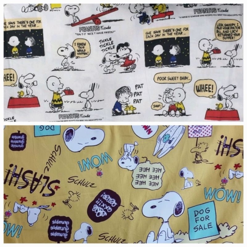 Peanuts Snoopy Comic Strip Fabric Japanese Woven Cotton 60