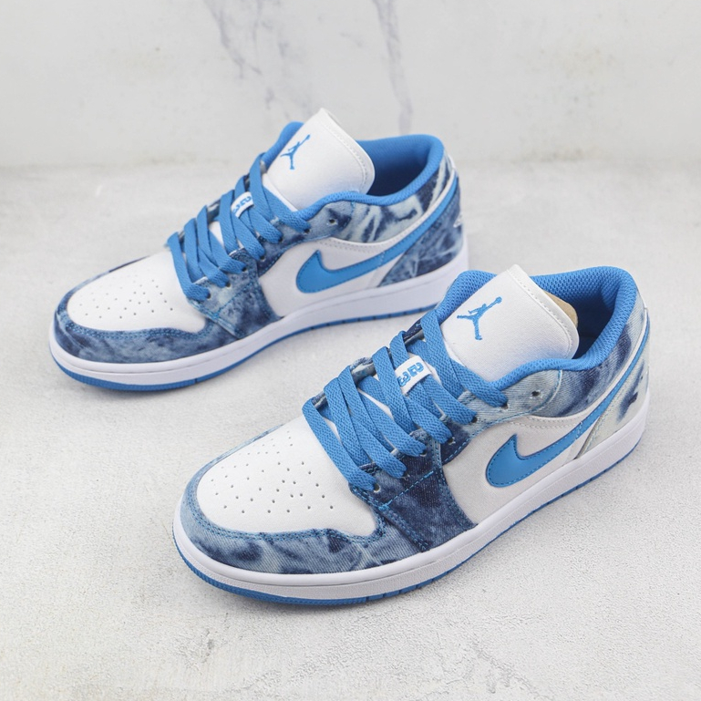 【Irving】Nike Air Jordan 1 “Wash Denim” Low Cut Sports Casual Sneakers Skate  Shoes for Men Women