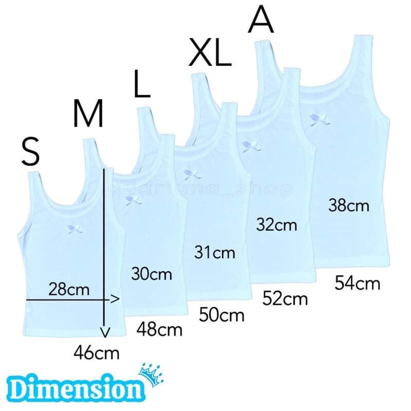 6 pieces White Sando for girl’s ( Sizes S, M, L, XL , A ) Cotton ...