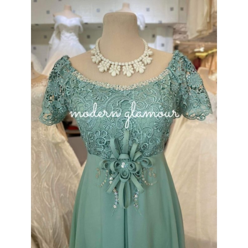 SAGE GREEN MOTHER DRESS NINANG PRINICIPAL SPONSOR GOWN FORMAL EVENT ...