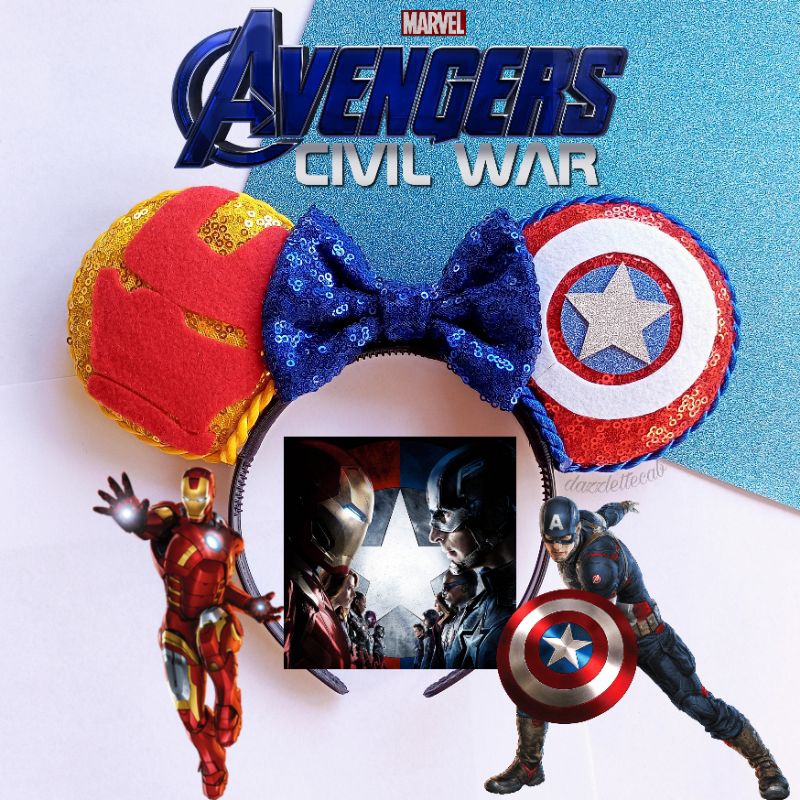 Marvel Avengers CAPT AMERICA IRONMAN SPIDERMAN Minnie Ears Headband