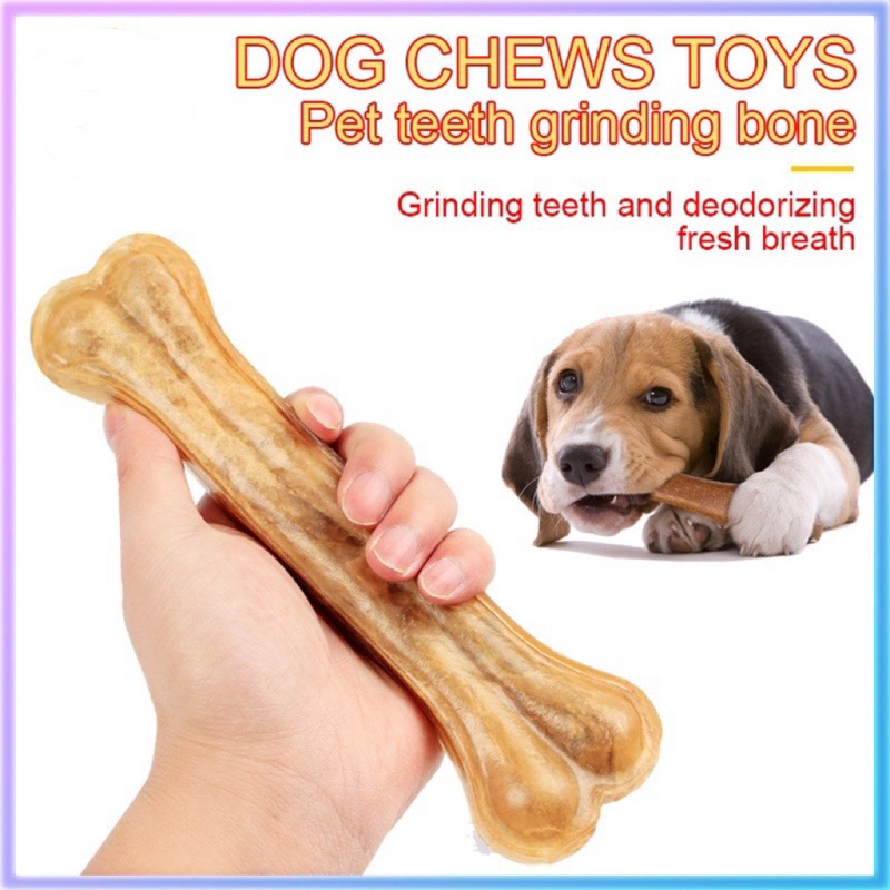 Dog Chew Bones Dog Toy Griding Molar Teething Bone Chewing Cowhide ...