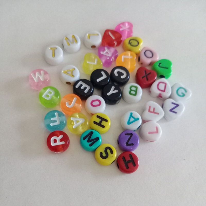 100 Pieces 6MM LETTER Beads Round/heart beads random selection | Shopee ...