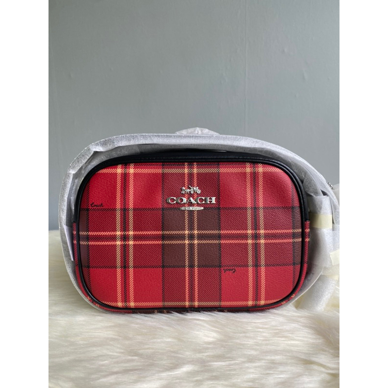 Coach Jamie Camera Bag With Tartan Plaid Print Shopee Philippines