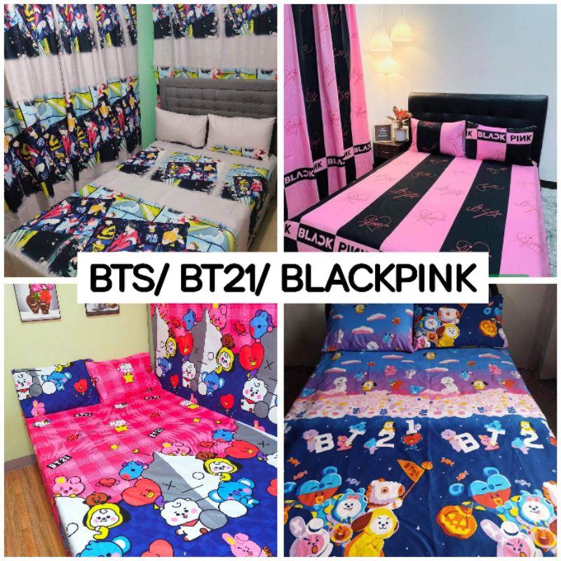3 IN 1 BT21 / BTS/ BLACKPINK CANADIAN BEDSHEET with 2 PILLOWCASES (Made