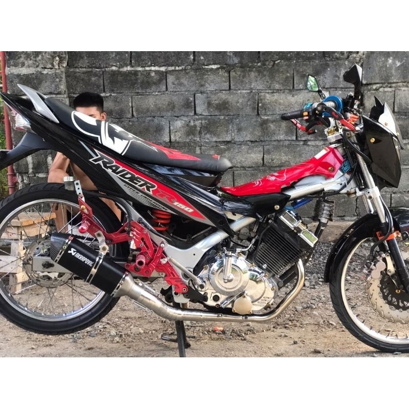 (RAIDER 150 CARB & FI) ORIGINAL AKRAPOVIC PIPE + Elbow + Silencer ...
