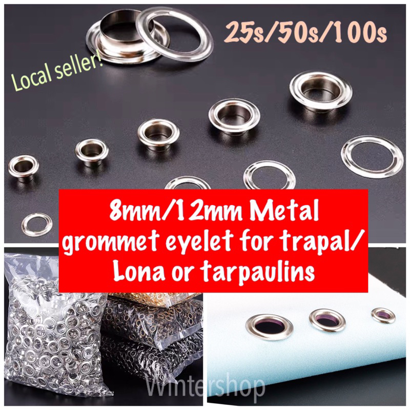 8/12mm 25/50/100pcs Metal silver gold GrommetEyelet for Trapal/lona