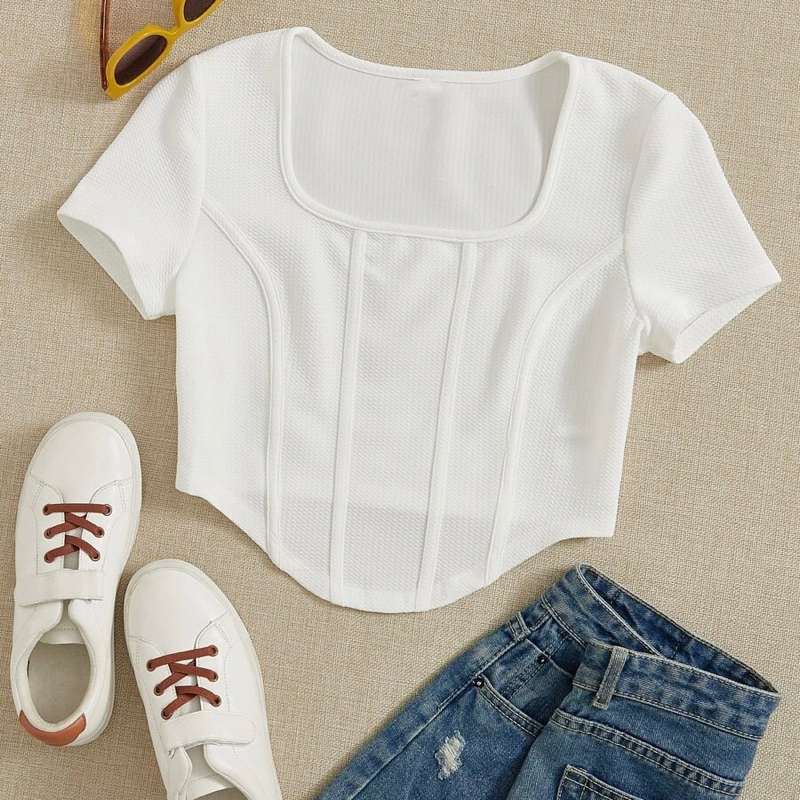 Plus Size Waffle-Knit V-Neck Blouse main image 0
