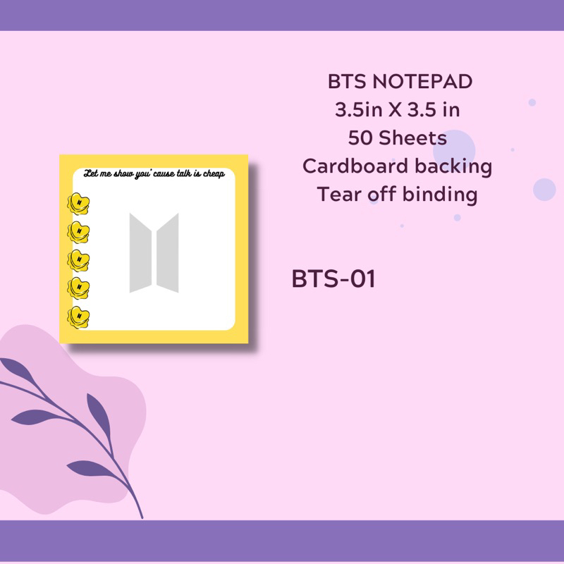BTS THEME Tear Off Notepad 3.5 X 3.5 INCHES | Shopee Philippines
